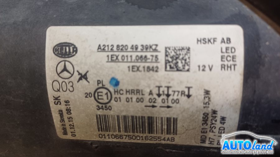 Far Stanga MERCEDES-BENZ E-CLASS (W212) 2009-2025 Cod A2128204939