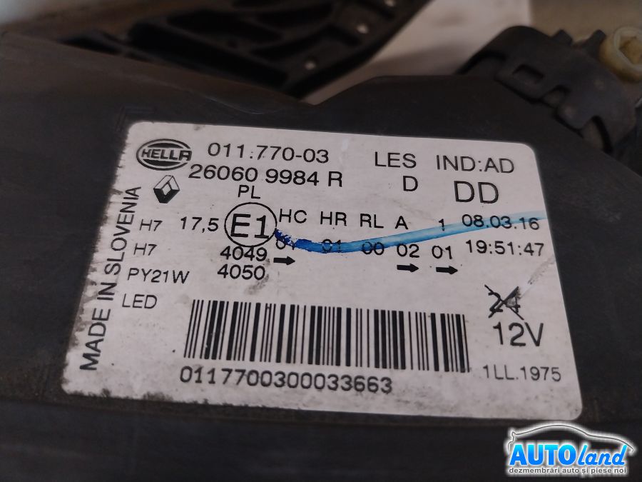 Far Stanga RENAULT KADJAR 2015-2026 Cod 260609984R