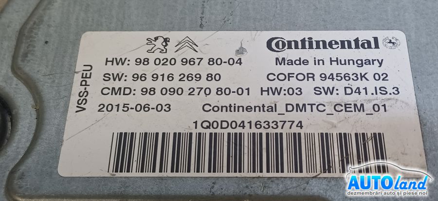Modul Electronic CITROEN C5 (RD_) 2008-2026 Cod 9802096780