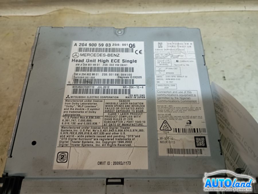 Navigatie MERCEDES-BENZ C-CLASS (W204) 2007-2025 Cod A2049005903