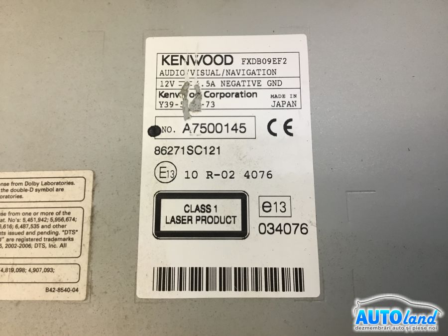 Navigatie SUBARU FORESTER (SH) 2008-2025 Cod 86271SC121