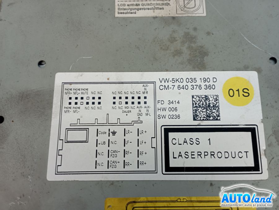 Navigatie VOLKSWAGEN PASSAT (362) 2010-2025 Cod 5K0035190D