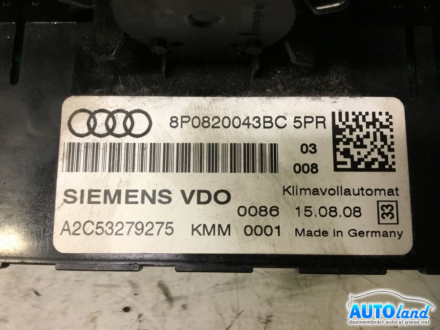 Panou Comanda AC (ventilatie) AUDI A3 Cabriolet 2008-2025 Cod 8P0820043BC