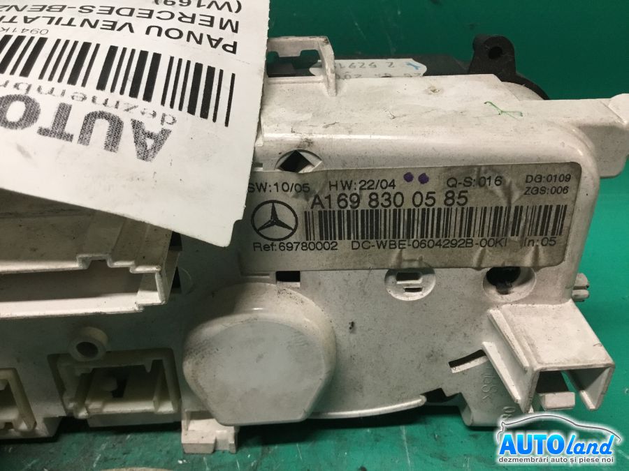 Panou Comanda AC (ventilatie) MERCEDES-BENZ A-CLASS (W169) 2004-2025 Cod A1698300585