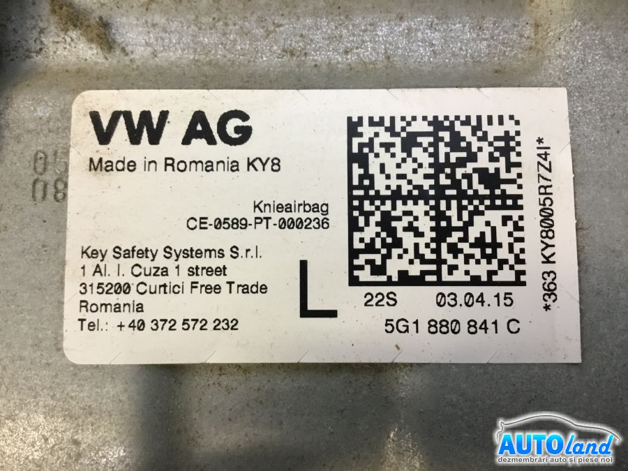 Airbag Pasager VOLKSWAGEN Golf VII Variant 2012-2017 Cod 5G1880841C 