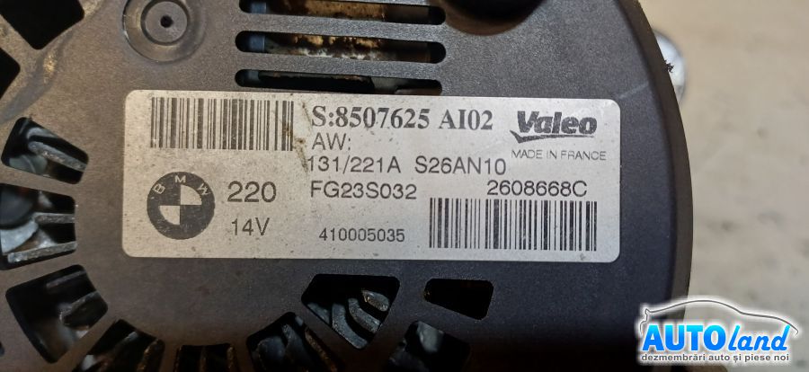 Alternator BMW 5 (F10) 2010-2026 Cod 8507625 