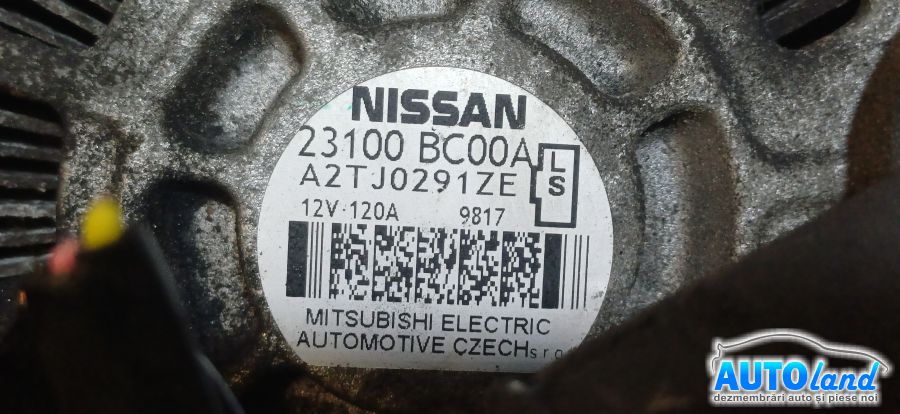 Alternator NISSAN QASHQAI (J10,JJ10) 2007-2025 Cod 23100BC00A 