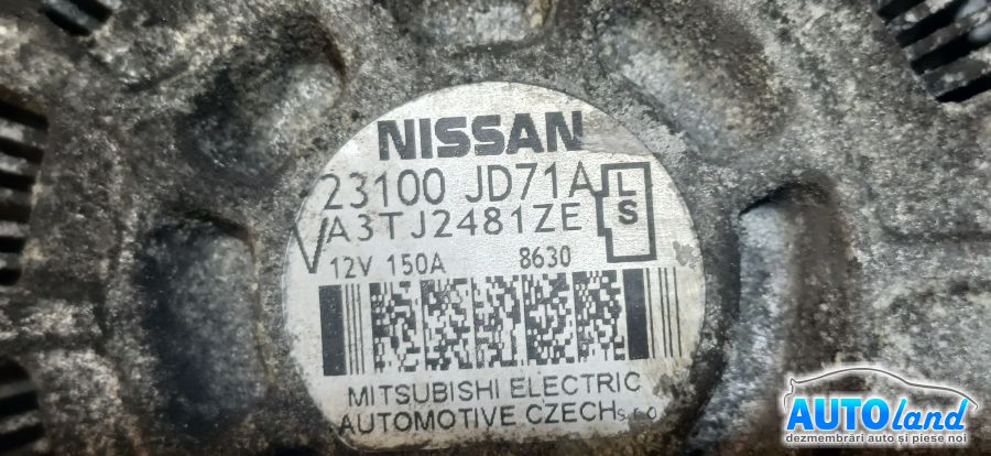 Alternator NISSAN QASHQAI (J10,JJ10) 2007-2026 Cod 23100JD71A 