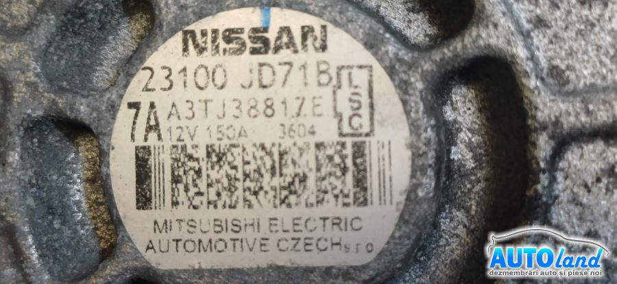Alternator NISSAN QASHQAI (J10,JJ10) 2007-2026 Cod 23100JD71B 