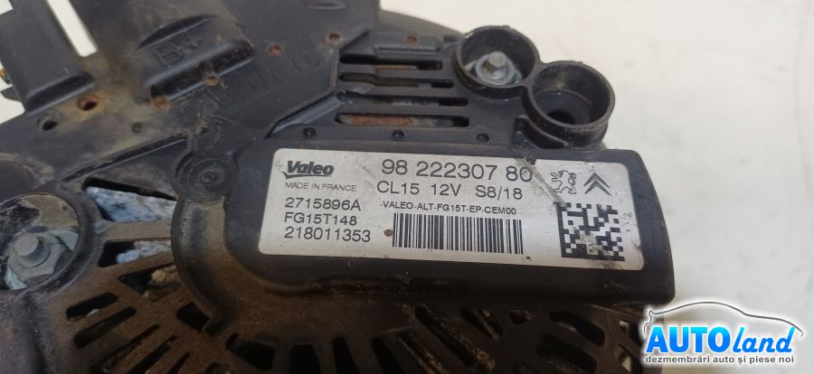 Alternator PEUGEOT 5008 2009-2026 Cod 9822230780 