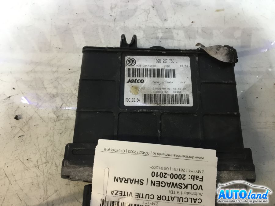Calculator Cutie Viteza VOLKSWAGEN SHARAN 2000-2010 Cod 09B927750L 