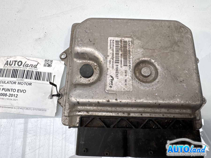 Calculator ECU Motor FIAT PUNTO EVO 2008-2012 Cod 51892327 