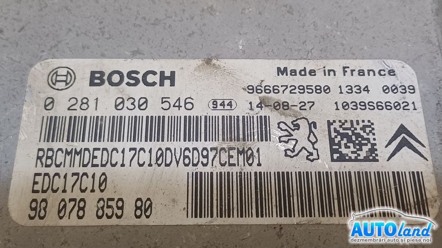 Calculator Ecu Motor PEUGEOT 2008 2013-2025 Cod 9807885980 