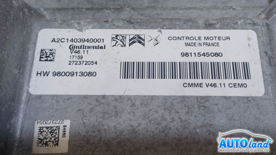 Calculator Ecu Motor PEUGEOT 208 2012-2025 Cod 9611545080 