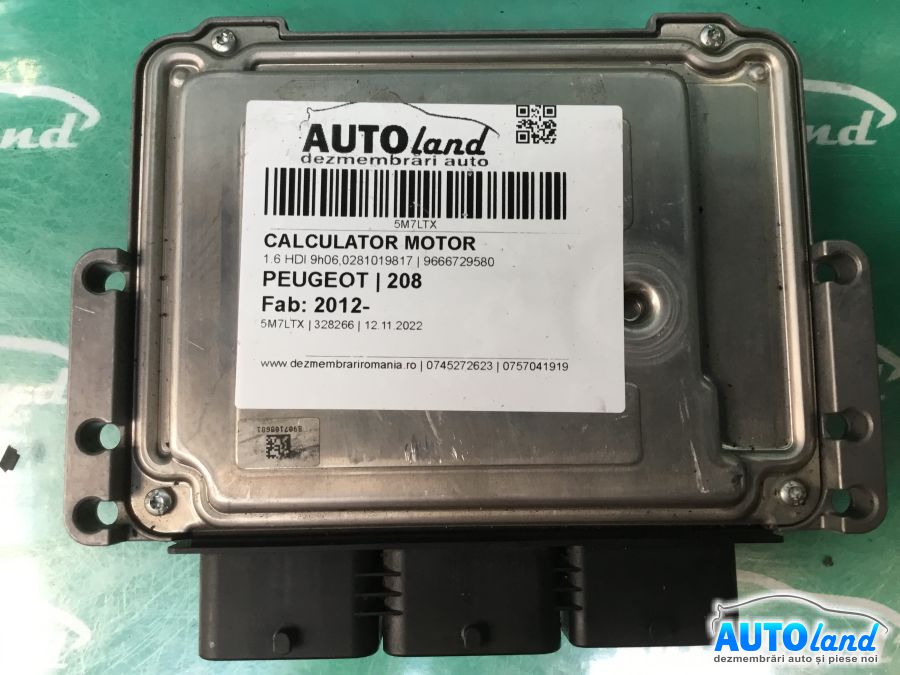 Calculator ECU Motor PEUGEOT 208 2012-2025 Cod 9666729580 