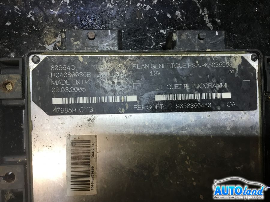 Calculator ECU Motor PEUGEOT PARTNER Combispace (5F) 1996-2025 Cod 9650359580 