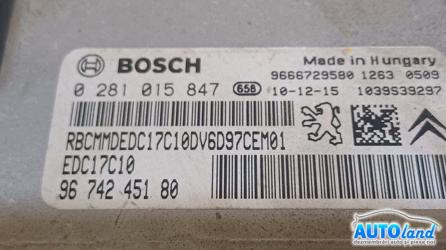 Calculator Ecu Motor PEUGEOT PARTNER Tepee 2008-2025 Cod 9674245180 