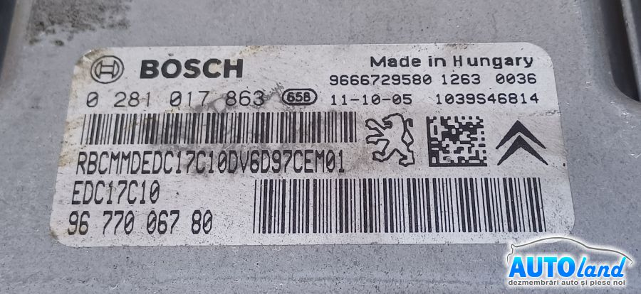 Calculator Ecu Motor PEUGEOT PARTNER Tepee 2008-2025 Cod 9677006780 