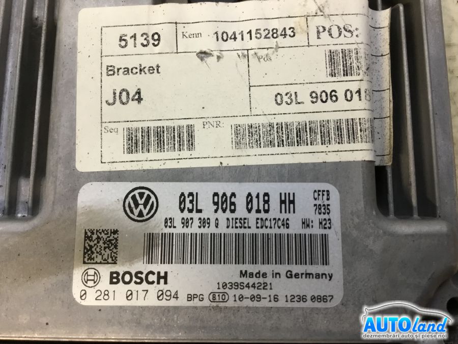 Calculator Ecu Motor VOLKSWAGEN SHARAN (7N) 2010-2025 Cod 03L906018HH 
