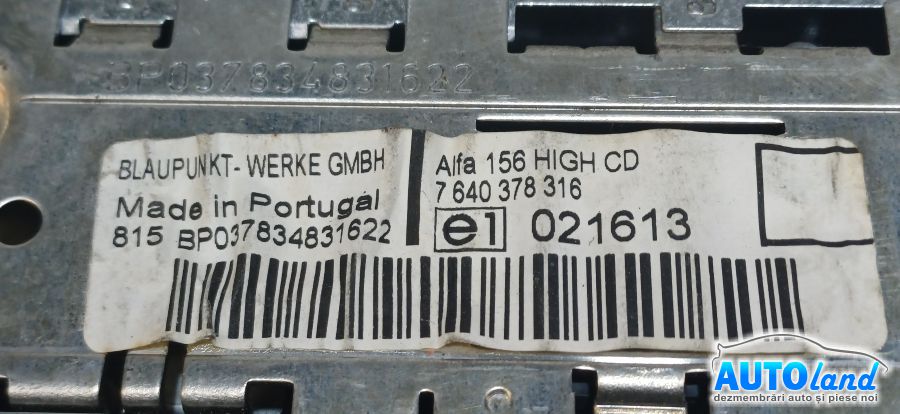 Cd Player Auto ALFA ROMEO 156 (932) 1997-2005 Cod 1560342090 