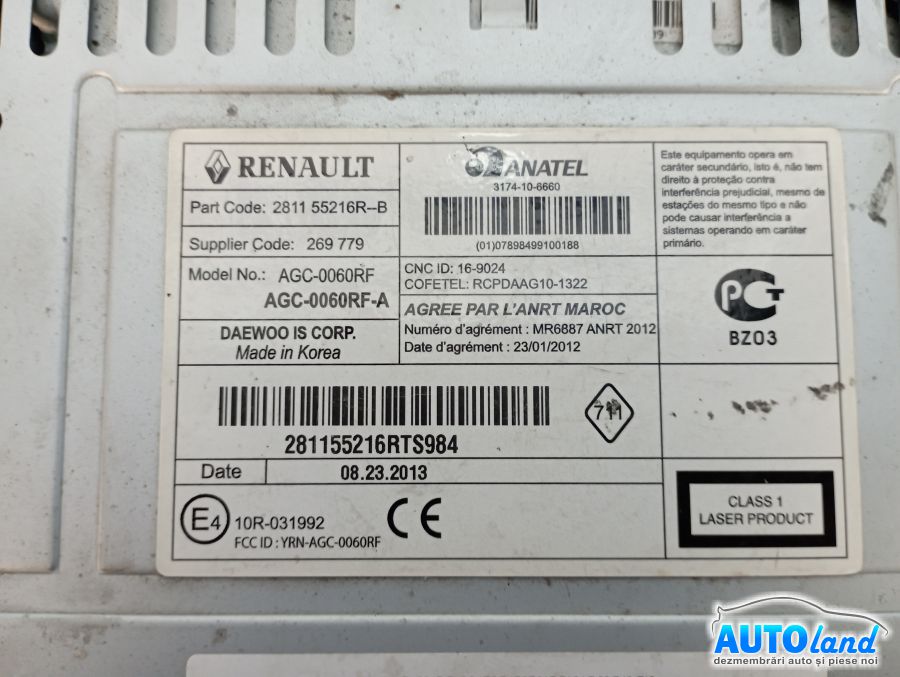 Cd Player Auto DACIA DOKKER 2012-2026 Cod 281155216R 