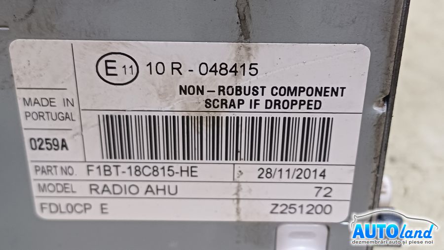 Cd Player Auto FORD TRANSIT CUSTOM 2012-2018 Cod F1BT18C815HE 