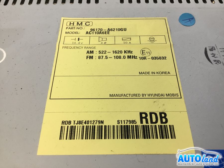 CD Player auto HYUNDAI i30 (GD) 2011-2025 Cod 96170A6210GU 