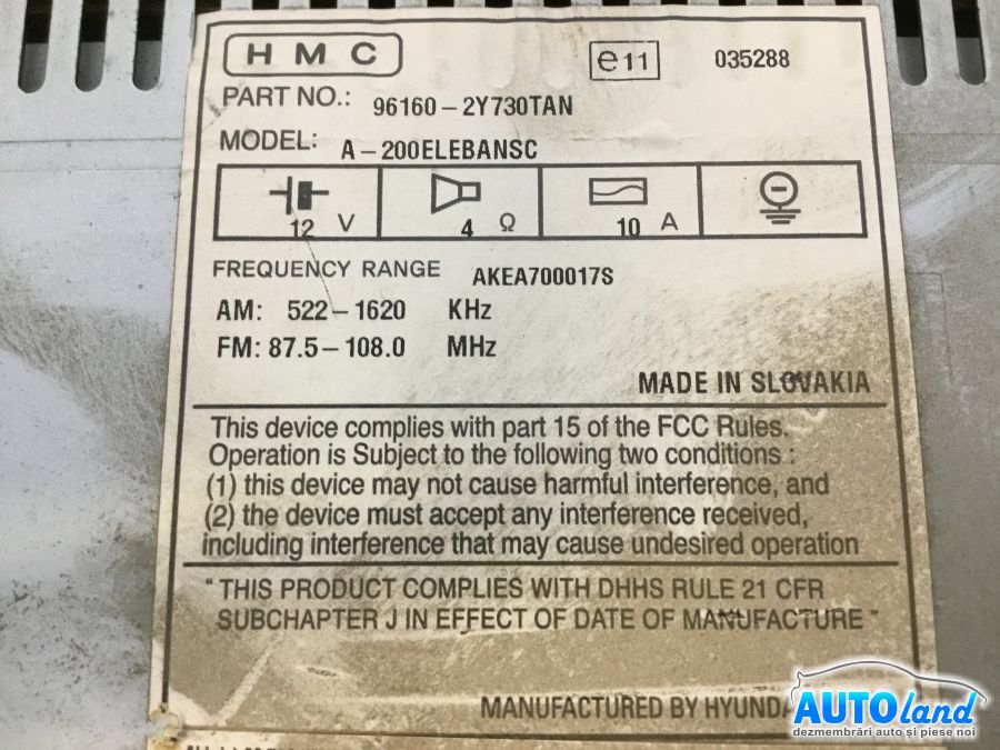 Cd Player Auto HYUNDAI ix35 (LM) 2010-2025 Cod 961602Y730 