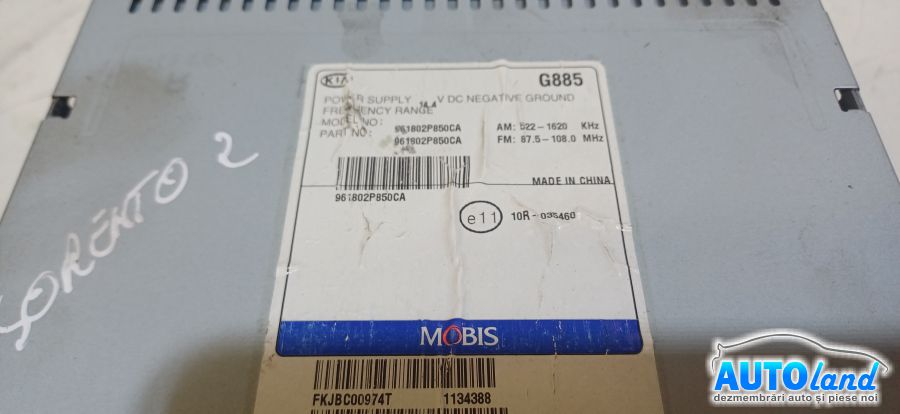 Cd Player Auto KIA SORENTO (XM) 2009-2026 Cod 961802P850CA 