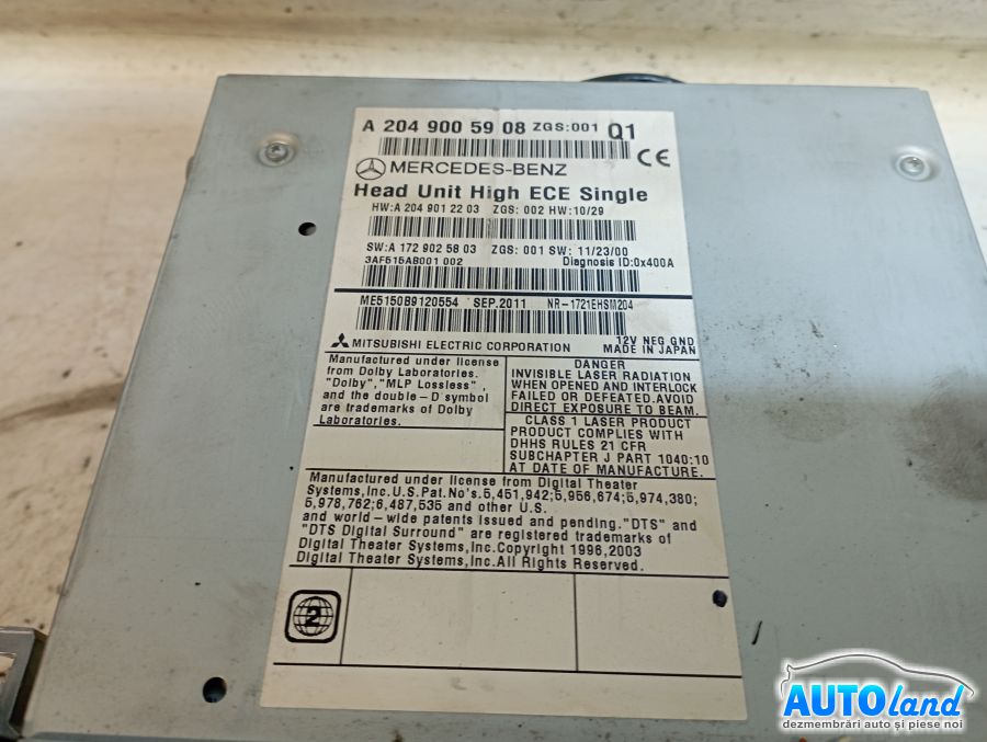 Cd Player Auto MERCEDES-BENZ C CLASS (W204) 2007-2026 Cod A2049005908 