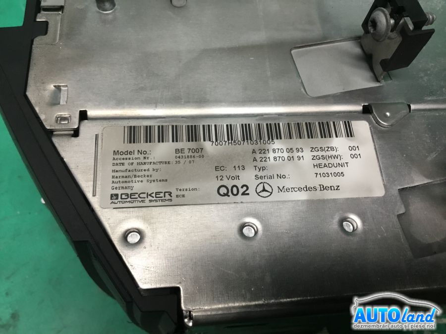 CD Player auto MERCEDES-BENZ S-CLASS (W221) 2005-2025 Cod A2218700593 