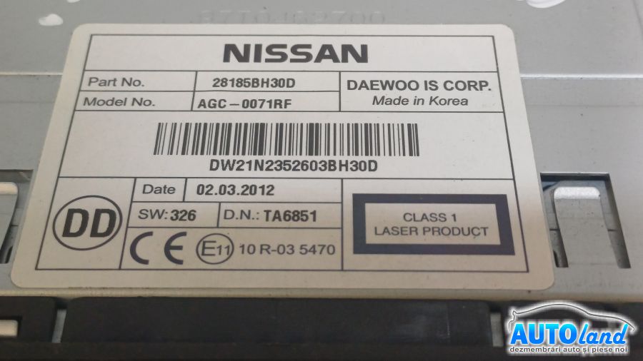 Cd Player Auto NISSAN QASHQAI (J10,JJ10) 2007-2025 Cod 28185BH30D 