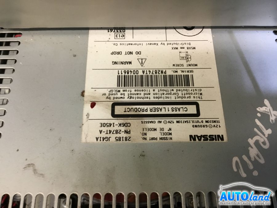 Cd Player Auto NISSAN X-TRAIL (T31) 2007-2025 Cod 28185JG41A 
