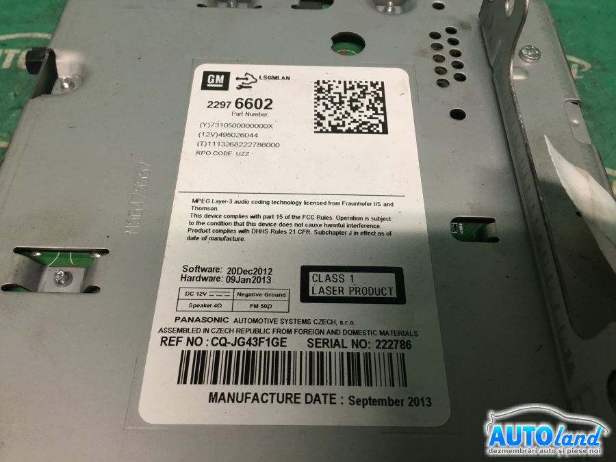 CD Player auto OPEL ASTRA J combi 2009-2025 Cod 22976602 