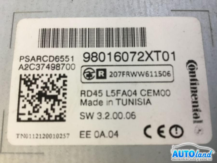 CD Player auto PEUGEOT 5008 2009-2025 Cod 98016072XT 