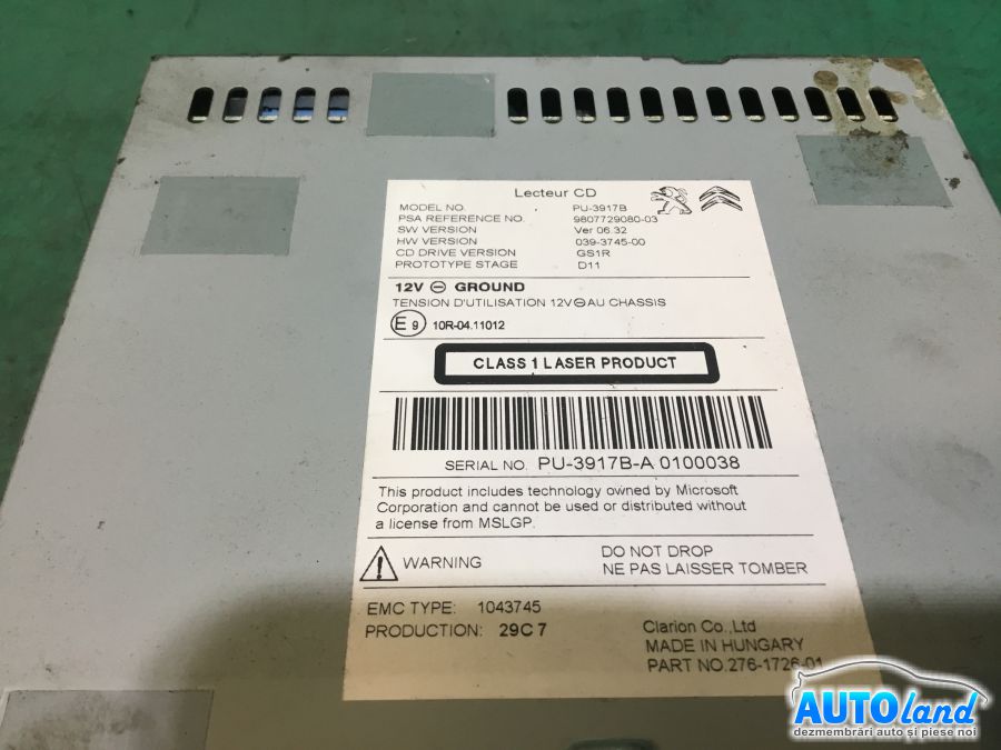 CD Player auto PEUGEOT 508 2010-2025 Cod 9807729080 