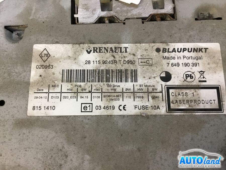 Cd Player Auto RENAULT FLUENCE (L30_) 2010-2025 Cod 281159243R 