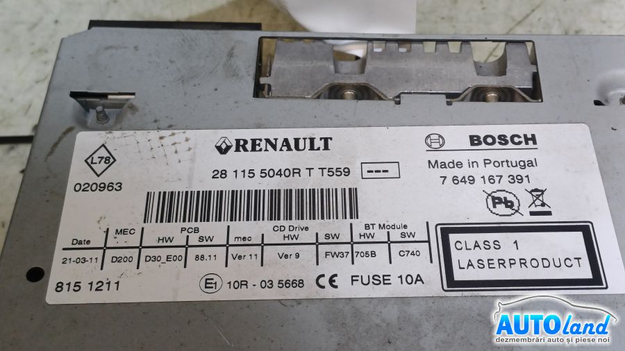 Cd Player Auto RENAULT SCENIC III (JZ0/1_) 2009-2025 Cod 7649167391 