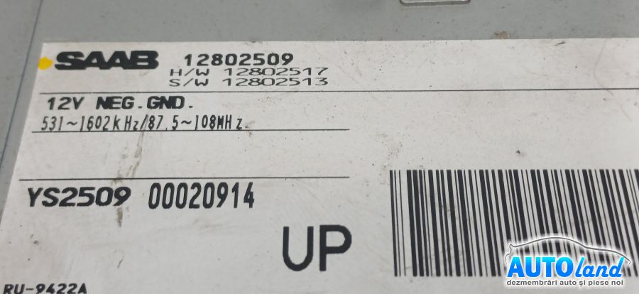 Cd Player Auto SAAB 9-3 (YS3F) 2002-2026 Cod 12802509 