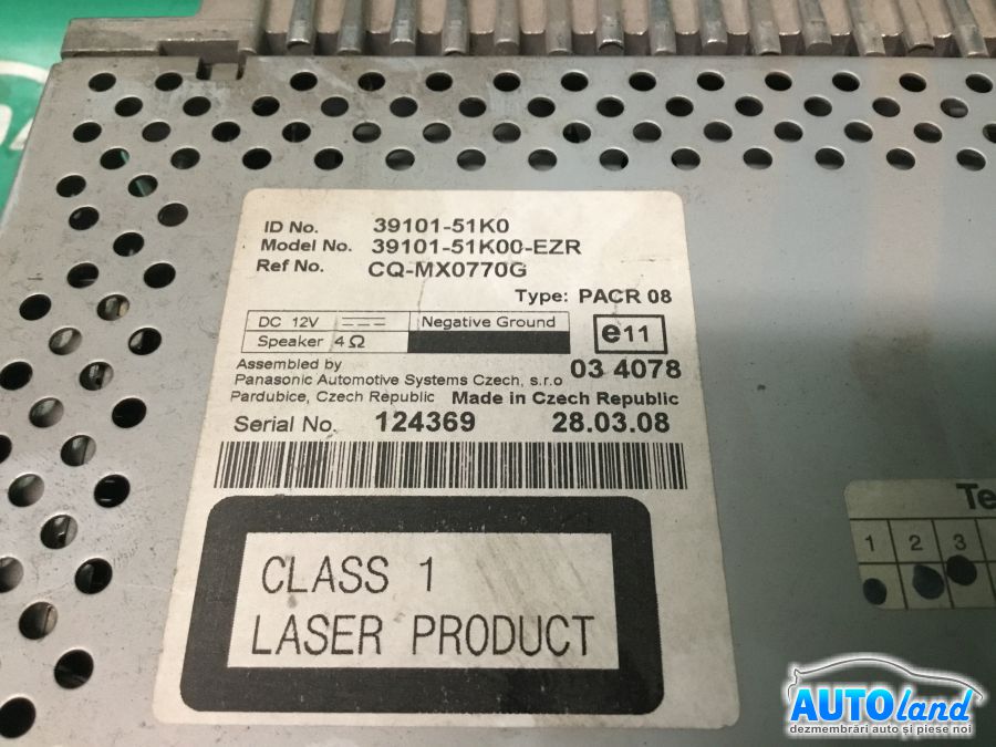 CD Player auto SUZUKI SPLASH 2008-2025 Cod 3910151K0 