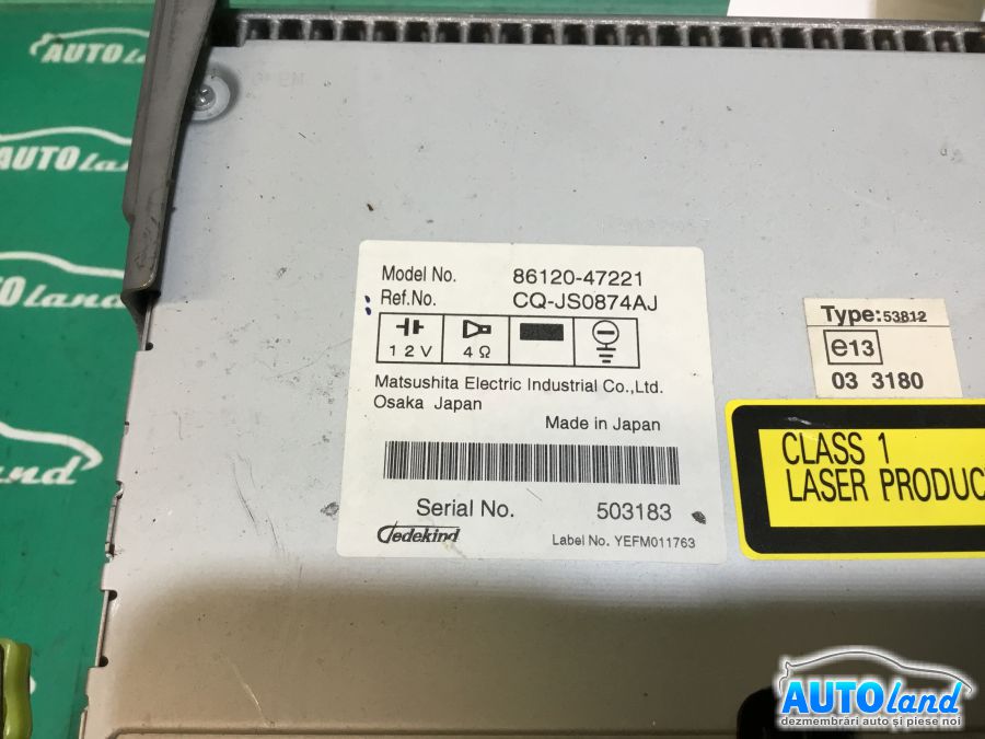 CD Player auto TOYOTA PRIUS hatchback 2003-2025 Cod 8612047221 