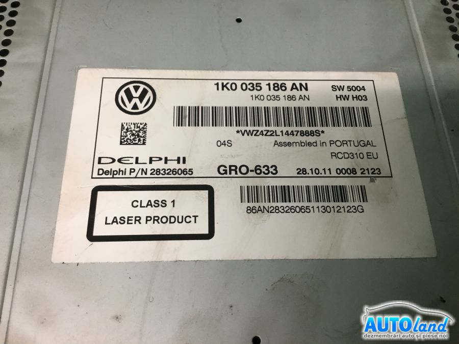 CD Player auto VOLKSWAGEN PASSAT Variant (365) 2010-2025 Cod 1K0035186AN 