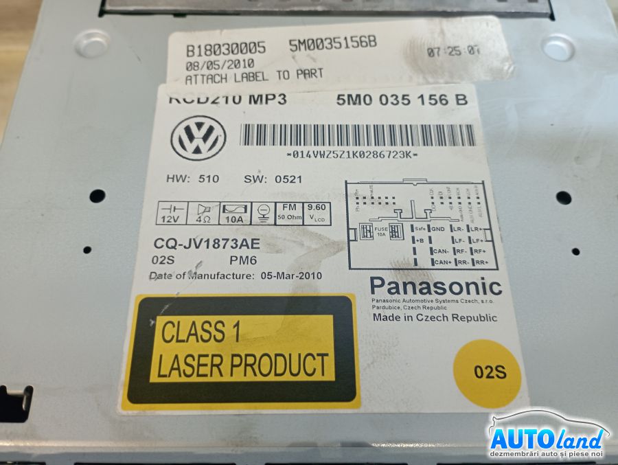 Cd Player Auto VOLKSWAGEN POLO (6R_) 2009-2025 Cod 5M0035156B 