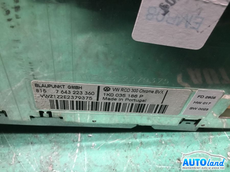 CD Player auto VOLKSWAGEN TOURAN (1T1,1T2) 2003-2025 Cod 1K0035186P 