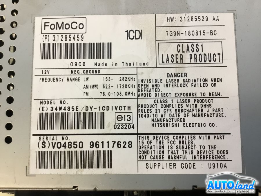 Cd Player Auto VOLVO XC60 2008-2025 Cod 7G9N18C815BC 