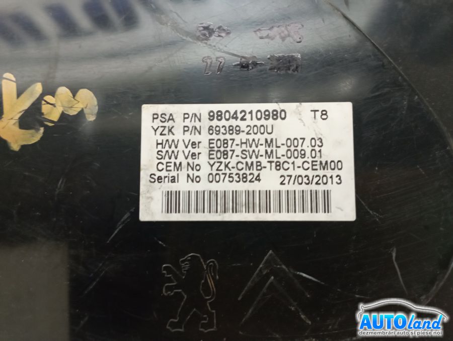 Ceas Bord PEUGEOT 3008 2009-2026 Cod 9804210980 