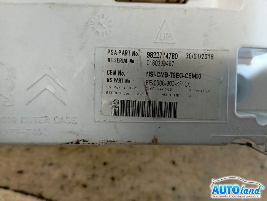 Ceas Bord PEUGEOT 308 (4A_,4C_) 2007-2026 Cod 9822774780 