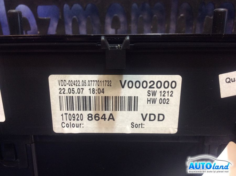 Ceas Bord VOLKSWAGEN CADDY III combi (2KB,2KJ) 2004-2025 Cod 1T0920864A 