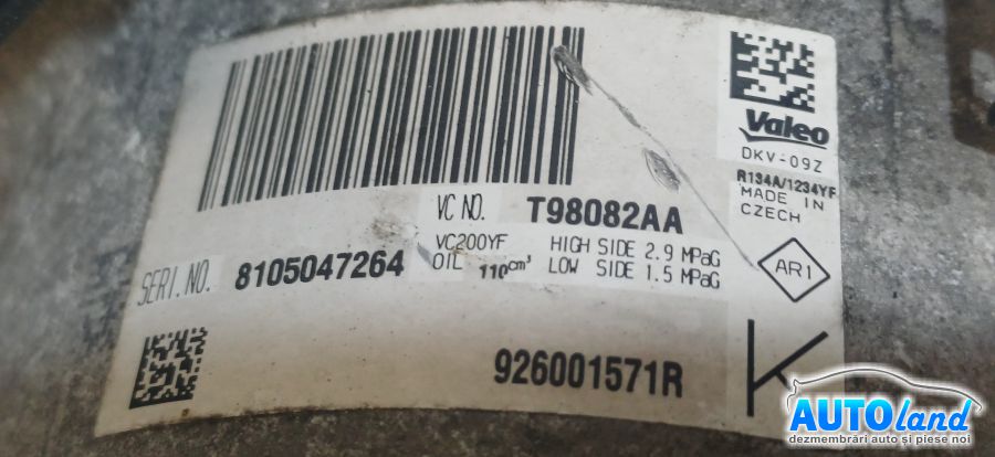 Compresor AC DACIA DUSTER 2010-2026 Cod 926001571R 