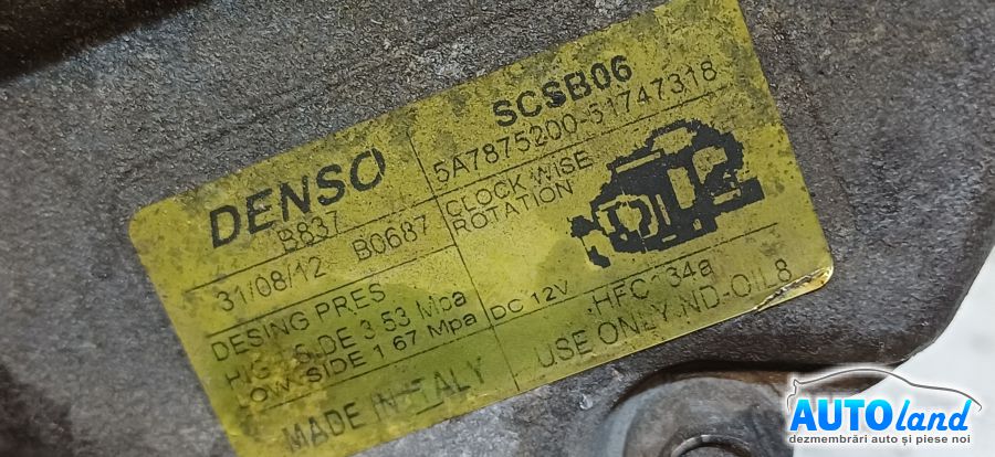 Compresor AC FIAT 500 2007-2026 Cod 000517473180 